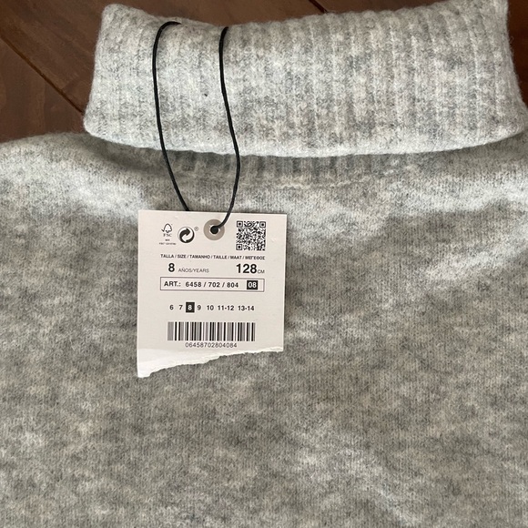 Knit gray turtleneck kids dress - Picture 2 of 2